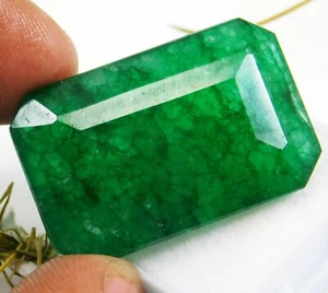 Esmeralda verde colombiana natural certificada 52,70 quilates - Piedra preciosa suelta talla esmeralda - Imagen 1 de 4