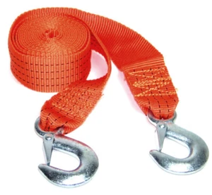 2 Zoll x 12 Fuß Polyester Abschleppseilband Seil 6.000 Pfund Schwerlastband mit 2 Haken - Bild 1 von 2