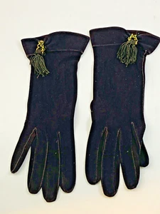 Vintage 1950's Brown Suede Women's France Leather Gloves w/ Tassle Detail 6.5 - Picture 1 of 7