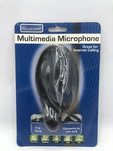 NEW VTG Multimedia Desk Microphone for PC 7 ft Cord Mic Jack VOIP Calling Black - Picture 1 of 3