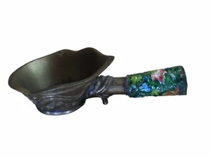 Antikes chinesisches Seideneisen mit Drachen Design Messing mit Emaille Griff - Bild 1 von 8