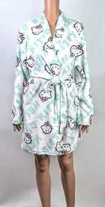 Hello Kitty by Sanrio Women's Fuzzy Sleepwear/Bathrobe/Pajamas White/Green sz L - Picture 1 of 3