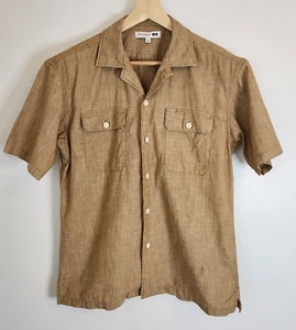 Uniqlo JW Anderson Mens Short Sleeve Shirt Button Up Brown Cotton - Picture 1 of 6