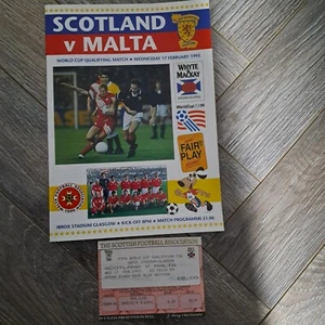 MINT 1993 Scotland v Malta World Cup -PLUS TICKET - Picture 1 of 2