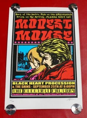 RARE 2000 MODEST MOUSE CONCERT POSTER JERMAINE ROGERS SIGNED & NUMBERED #63/200 - Image 1 of 4