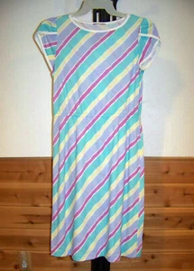 WOMENS VINTAGE (90's) SUMMER DRESS with DIAGONAL STRIPES (SIZE MEDIUM or 10?) - Picture 1 of 6