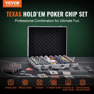 Poker Chip Set, 500-Piece Poker Set, Gambling - Picture 1 of 11