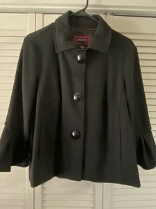 George Damen schwarz 3 Knöpfe Swing Jacke mit Peter Pan Kragen Größe 10 - Bild 1 von 12