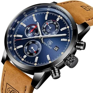 (**) RELOJ PULSERA ANALÓGICO. CUARZO.CRONÓGRAFO.PIEL.BUSINESS.CASUAL.AZUL, NEGRO - Imagen 1 de 9