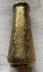 VINTAGE MASSIVMESSING POSY VASE Blumen Blätter Design HERGESTELLT IN INDIEN P.J 15 cm hoch - Bild 1 von 12