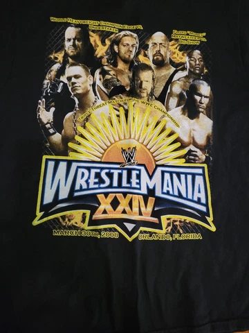 Wrestlemania XXIV 2008 Orlando Florida Black T-Shirt - Size Medium (GUC) Cover