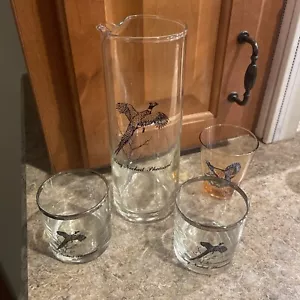 SET OF 3 Vintage Gold-Rimmed Ring-Necked Pheasant Glass FEDERAL & BONUS - Picture 1 of 4