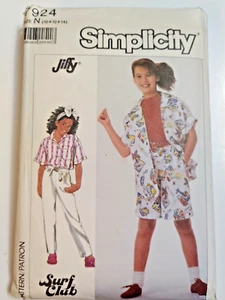 Shirt Shorts Pants Girls 10 12 14 Simplicity 7924 Sewing Pattern Summer Jiffy - Picture 1 of 9