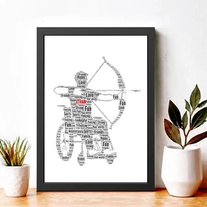Customised Male Wheelchair Archery Word Frame Print | Player Printed A5/A4/A3 - Picture 1 of 10