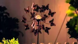 Yard Bronze Solar Wind Spinner With Crackle Glass Sphere LED Light - Butterfly - Picture 1 of 5