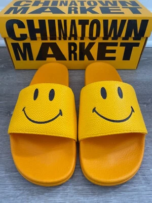 Sandalias Para Hombres Chinatown Market CTM Smiley Slides Doble Amarillas Talla US 9 EUR 43 Foto 1 de 4