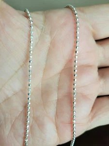 Erick's Sterling Silver 21 in. Long Diamond Cut Beads Link Chain Taxco.925 - Picture 1 of 9