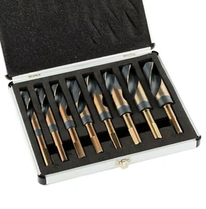 JUEGO DE BROCAS DE ALTA CALIDAD 8 PIEZAS ACERO INDUSTRIAL METAL PLATA DEMING HSS CON ESTUCHE - Imagen 1 de 2