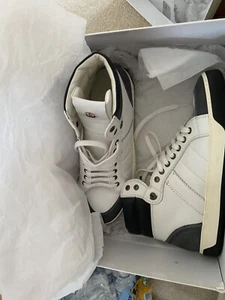Moncler White And Black Leather And Suede High Top Sneaker Size 43 Authentic New - Picture 1 of 3