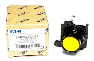 EATON E34PB4-51X-GR, Non-Illuminated Push Button, Yellow, w/1NC - Picture 1 of 3