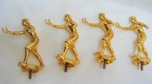 4 VINTAGE METAL FEMALE HORSESHOE PLAYERS TROPHY FIGURES TOP TOPS TOPPER BOX # 34 - Picture 1 of 4