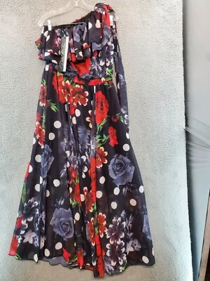 Dalia MacPhee One Shoulder Maxi Dress Size Large Beautiful Polka Dot Floral NWT - Image 1 of 4
