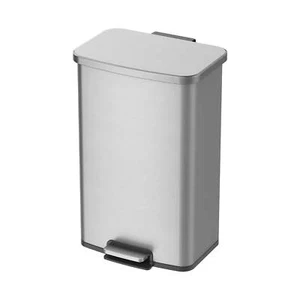 13.2 Gal Stainless Steel Trash Can, Rectangular, Kitchen Step, Garbage Can NEW - Picture 1 of 12