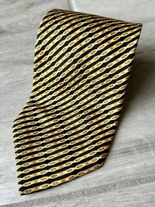 Stefano Ricci Luxury Italian 100% Silk Necktie Links Pattern Gold Black - Picture 1 of 7