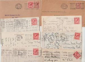 1923/4 BRITISH EMPIRE EXHIBITION SLOGANS ON 6 PPCs & 2 COVERS (BOTH TO O'SEAS) - Picture 1 of 2