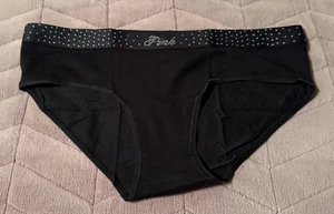 Victoria's Secret ROSA Logo Negro Hiphugger Panty Estrás ~ GRANDE ~ ¡NUEVO CON ETIQUETAS! - Imagen 1 de 4