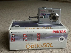 Pentax Optio 50L Compact Digital Camera 5MP 3X Zoom Silver with Box, Case and SD - Picture 1 of 11