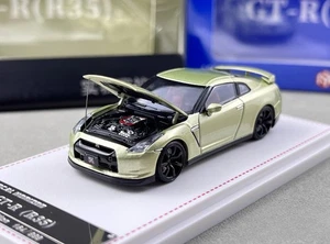 Coche de metal fundido a presión modelo deportivo de carreras BN FH 1:64 JDM Skyline GTR R35 verde - Imagen 1 de 11