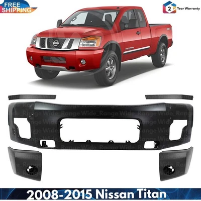 Front Bumper Face Bar Paintable & Bumper End Caps Kit For 2008-2015 Nissan Titan Foto 1 de 4