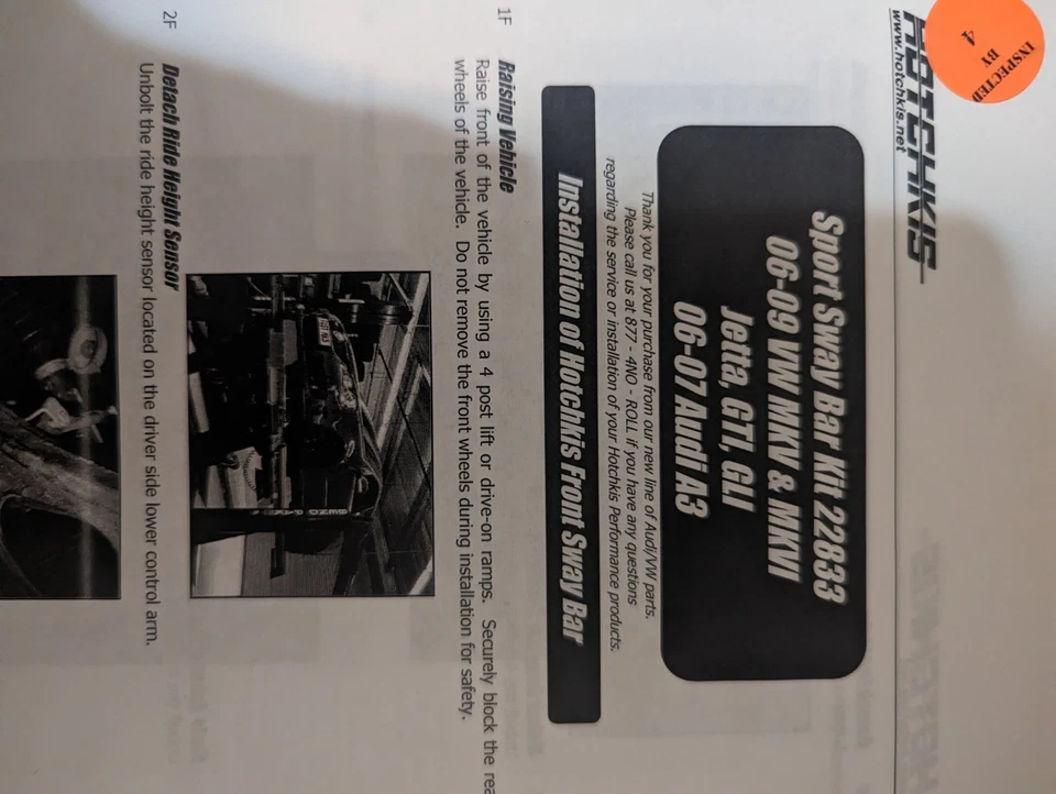 Barra oscilante esportiva Hotchkis Performance 22833R para VW e AUDI - Imagem 1 de 4