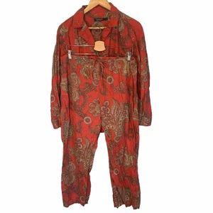 RALPH LAUREN PJ Set Damen XL Black Label Pyjama Paisley Wappen LRL rote Hose - Bild 1 von 21