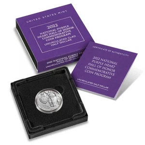 2022-D Purple Heart Commemorative Clad Uncirculated Half Dollar 50c ~ OGP/COA! - Picture 1 of 2
