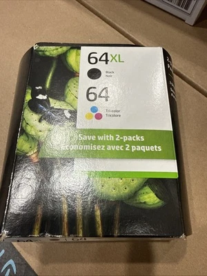 Genuine HP 64XL BLK & 64 tri Color Ink Cartridge  Combo Sealed APR 2027 - Image 1 of 3