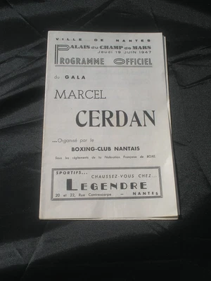 programme boxe boxing boxen 1947 MARCEL CERDAN & EDOUARD TENET - Photo 1/2
