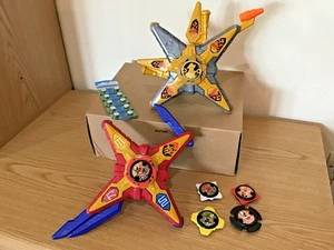Power Rangers Ninja Steel Dx Gold and Red Battle Morphers + 6 Ninja Stars V.VGC - Picture 1 of 15