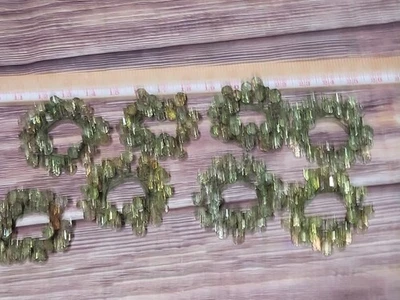 8 anelli tovagliolo con perline sfaccettate verde scintillante festivo - Immagine 1 di 4