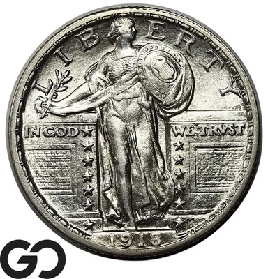 1918-D Standing Liberty Quarter, Nice Near Gem BU++ - Image 1 of 3