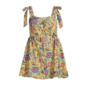 Terra & Sky Dress 3x (24W - 26W) Tie Shoulder Seersucker Floral Smocked NEW - Picture 1 of 12