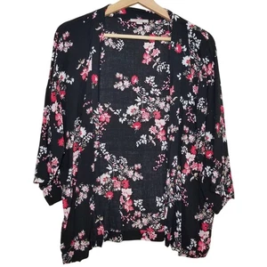 LOFT dunkler Blumen Kimono Gr. XS S schwarz rot rosa Bohemian feminin Kokette Fun - Bild 1 von 6