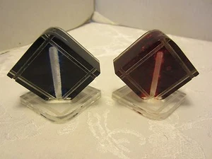 Juego Acrílico Midcentury Art Deco Lucite Salero y Pimienta Coctelera Rojo y Azul Años 60 - Imagen 1 de 9