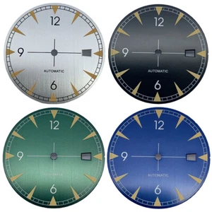 33.5mm Sterile black blue green silver watch dial Fit NH35A Automatic movement - Picture 1 of 12