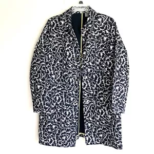 Liz Claiborne Gr. L blau geblümt Baumwolle Canvas Jacke Taschen Metallknöpfe - Bild 1 von 13