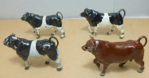 Vintage Lead Britains Johillco Crescent Etc - Steer Bull Cattle Figures - Picture 1 of 5