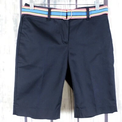 Liz Claiborne Petite Mujer 2P Jackie Azul Marino Pantalones Cortos Largos Cinturón Nuevo con Etiquetas (PP1) Foto 1 de 4