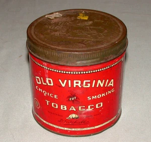 Original Antique 1950's Canada Old Virginia Smoking Tobacco  Advertising Tin - Picture 1 of 2