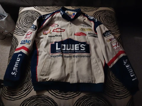 90s NASCAR Jimmie Johnson Lowes Jeff Hamilton Racing Jacket (Size 2XL) Cover